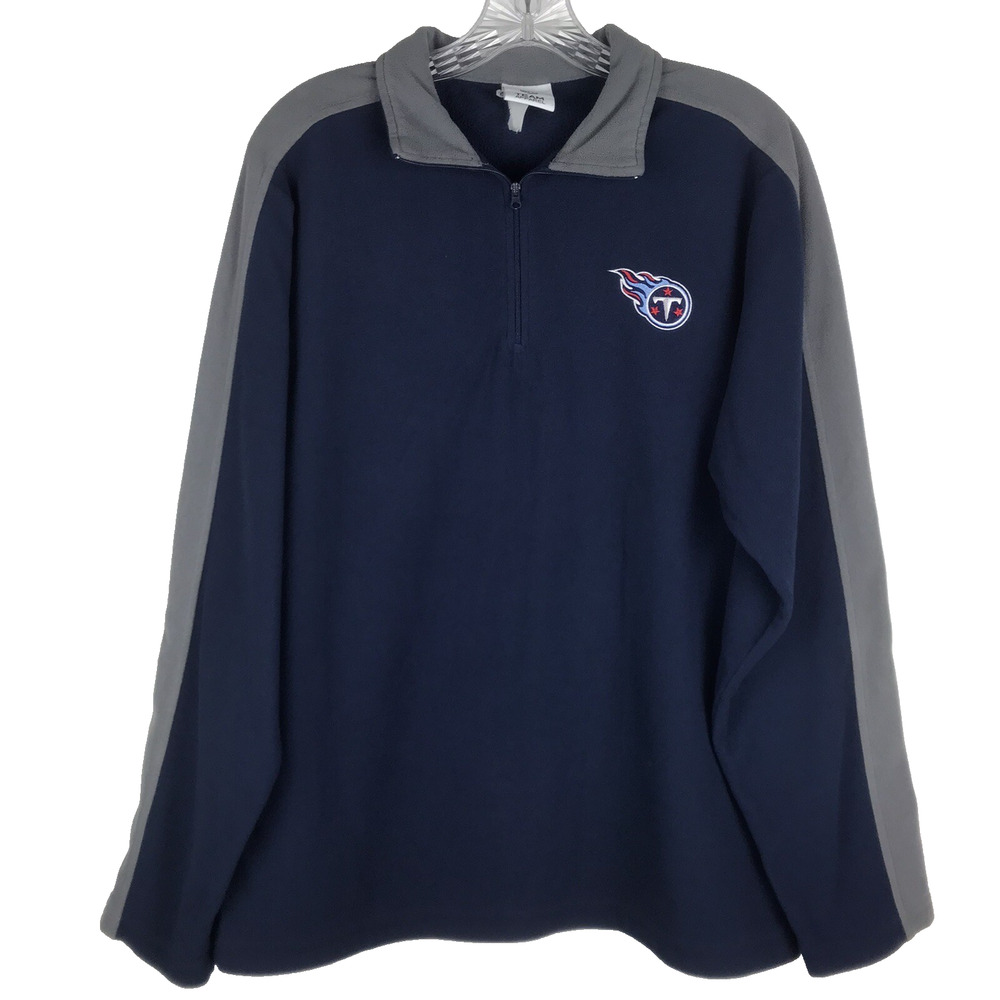 NFL Tennessee Titans 1/4 Zip Fleece Pullover Blue Gray Mens Size Medium